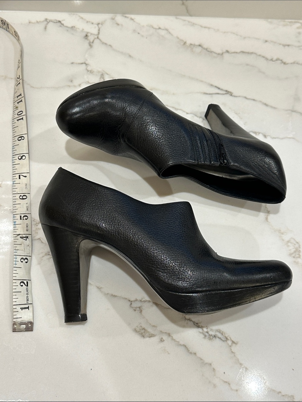 Black Leather High-Heel Booties made in Brazil
